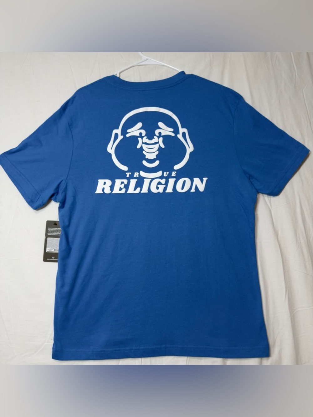 True Religion Royal Blue Tee with White Buddha Logo